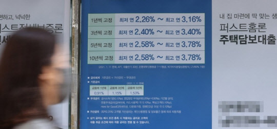 금융당국의 가계대출 억제 압박이 계속되면서 은행들은 가산금리와 우대금리를 조정해 적용금리를 높이는 양상이다. 지난 18일 한 은행 앞. (연합뉴스)